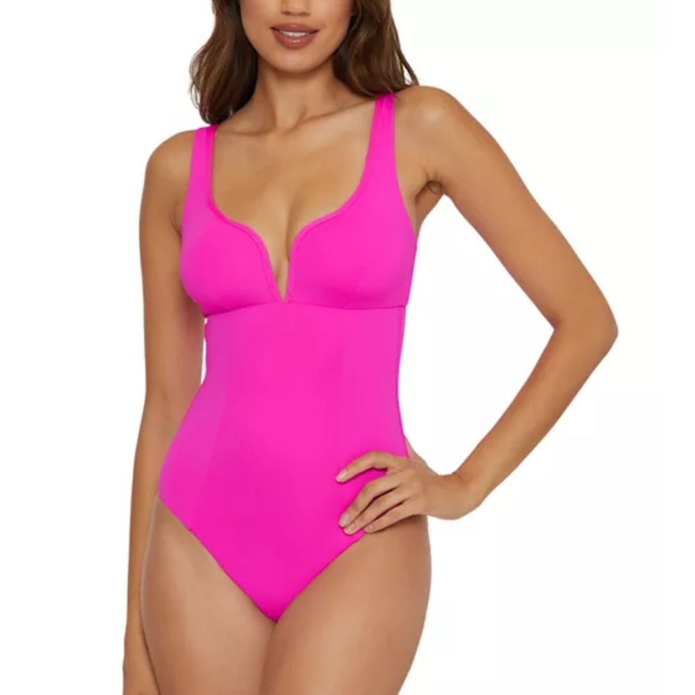 BECCA by Rebecca Virtue Color Code V Wire One Piece Swimsuit New With Tags Pink